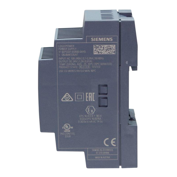 Siemens LOGO! POWER 24V 1,3A - 6EP3331-6SB00-0AY0 - Imagen 3